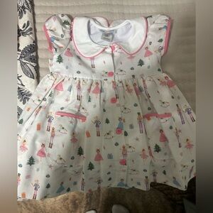 Festive Baby Dress with Pink Trim